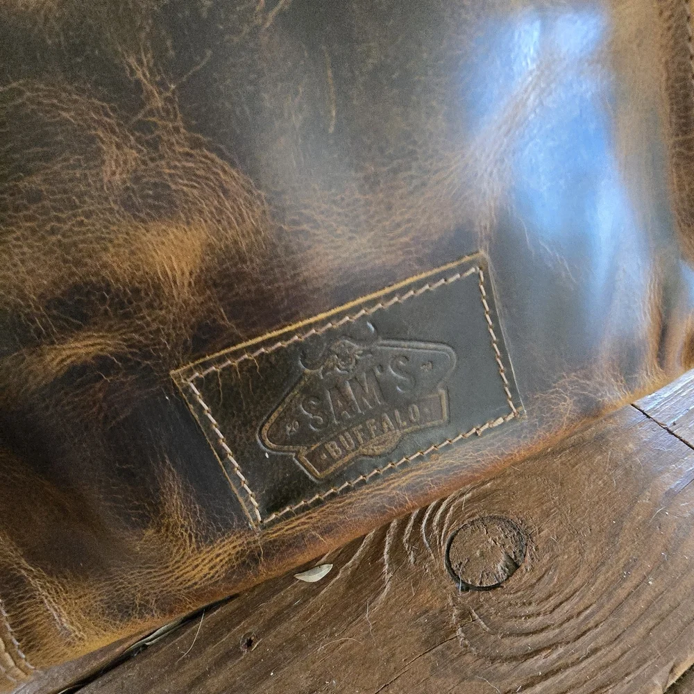 Retro Buffalo Leather Duffle Bag - Recondite Sepia by Sam's Buffalo 26 In NWT's